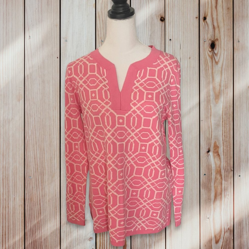 Woman's Lands End Pink V-Neck Sweater